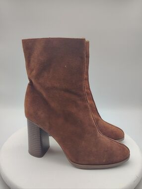 Mango MNG Women's Brown Suede Block Heel Ankle Boots SIze EU 40